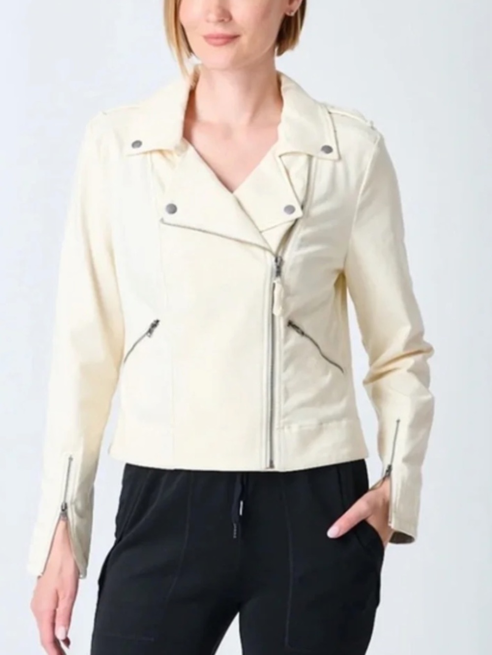 NWT Anthropologie Marrakech Jaxon Knit Moto Jacket Ivory, XL